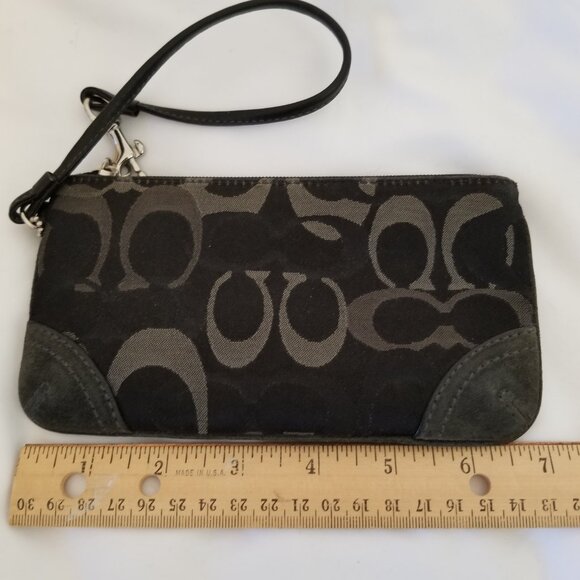 Coach Handbags - Authentic Coach Signature Black Canvas Leather Wristlet